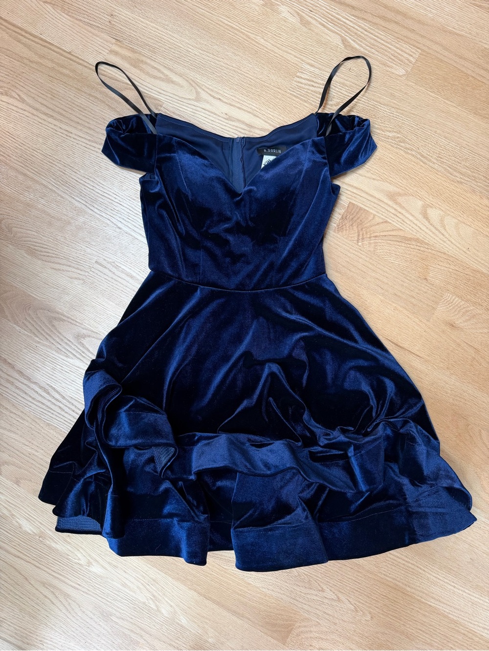B Darlin Navy Velvet Off-Shoulder Mini Dress